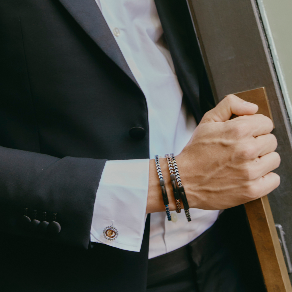 Chevron Click Bracelet In Matte Ip Black