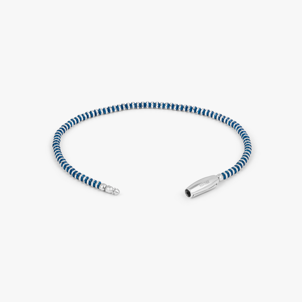 Prism Bracelet with Galvanic Plated Silver Beads in Blue