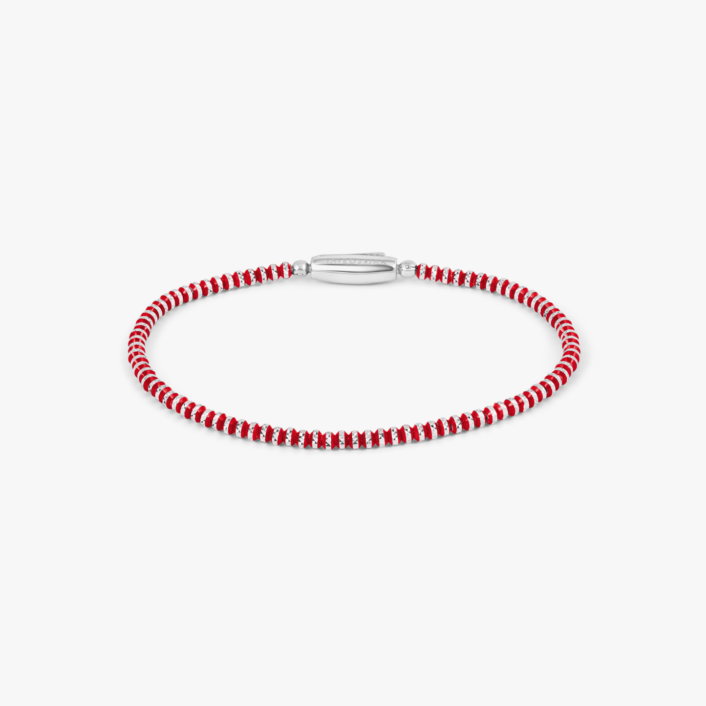 Prism Bracelet with Galvanic Plated Silver Beads in Red