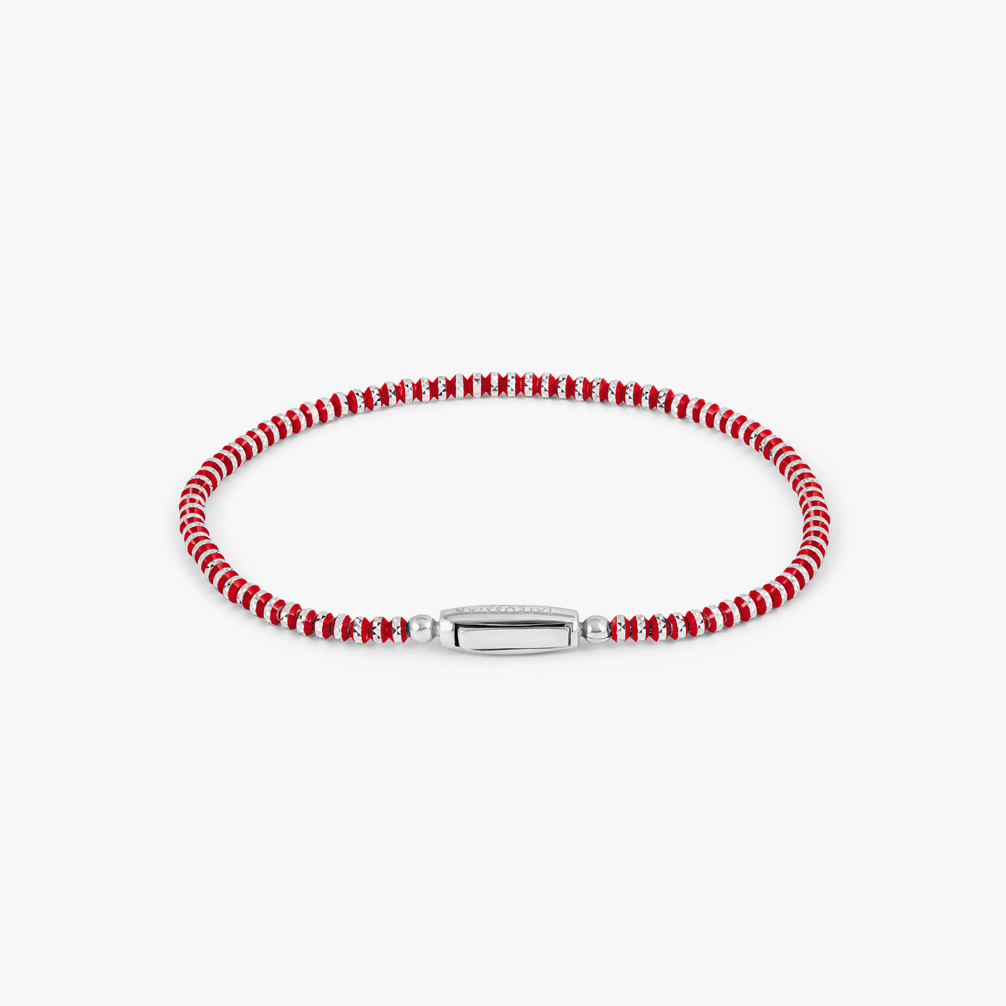 Prism Bracelet with Galvanic Plated Silver Beads in Red