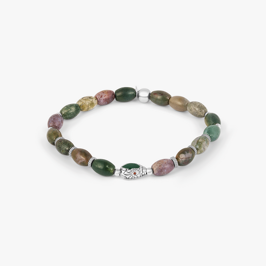 Viper Bracelet In Rhodium Plated Silver and Indian Jasper