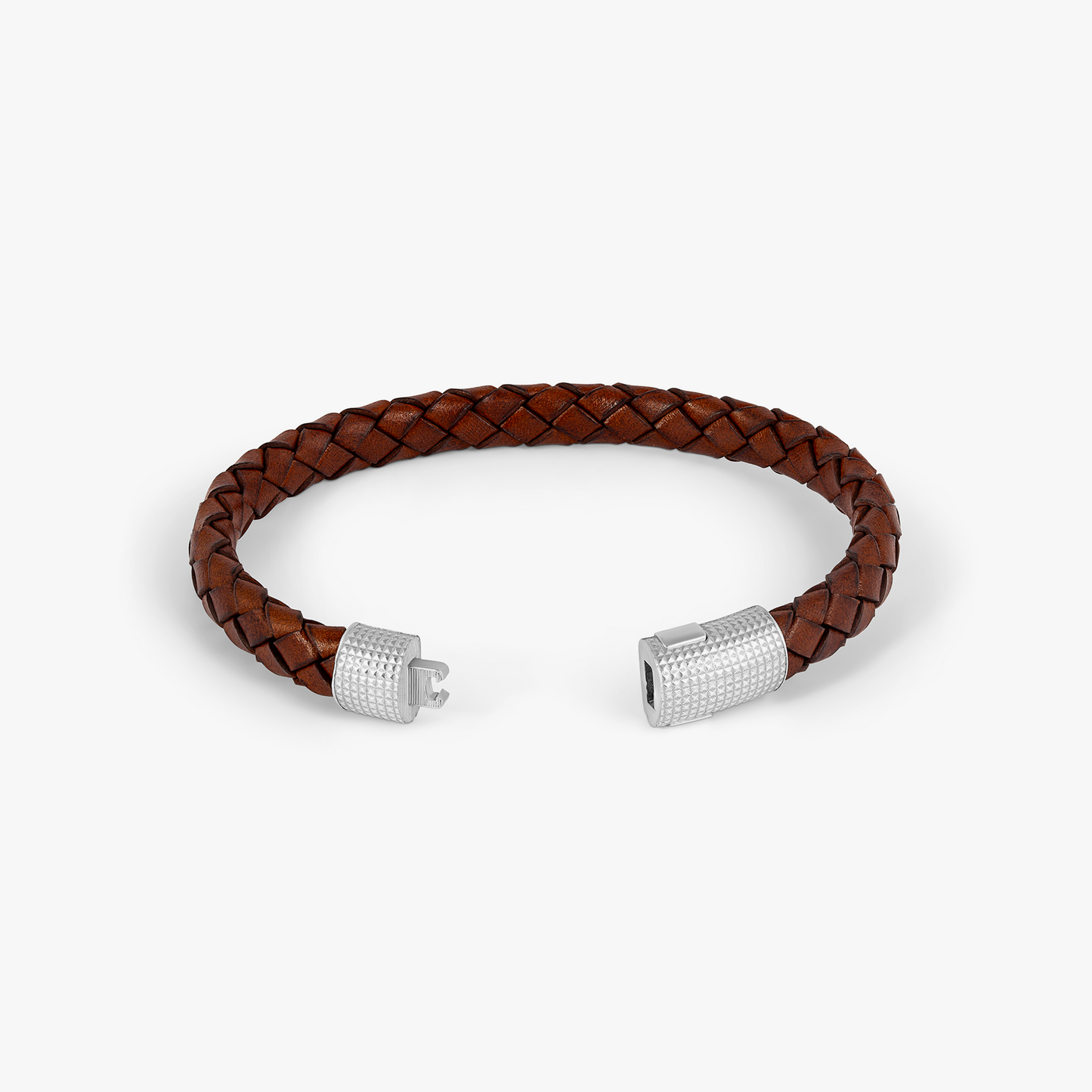 Giza Cobra Pelle Bracelet In Rhodium & Brown Leather