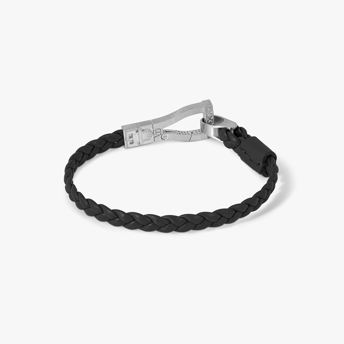 Ascot Bracelet In Rhodium & Black Leather