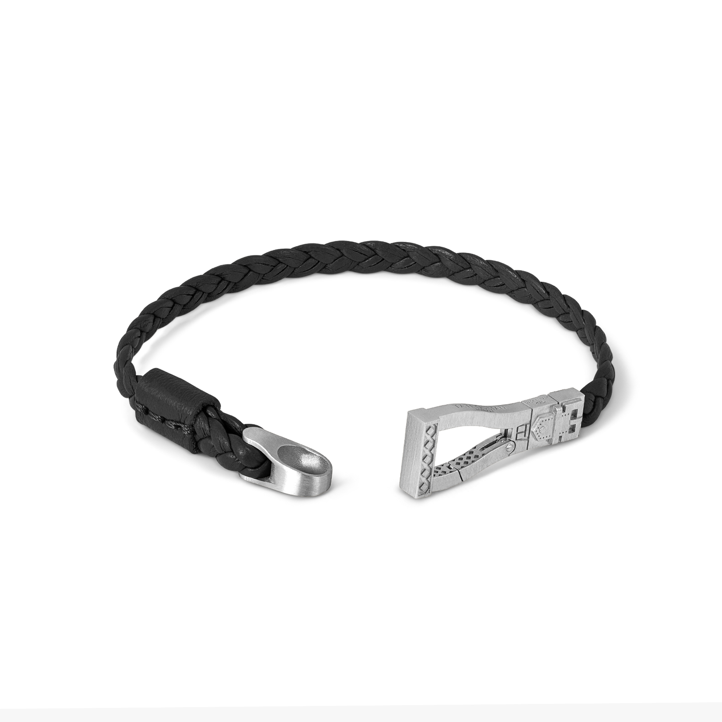 Ascot Bracelet In Rhodium & Black Leather