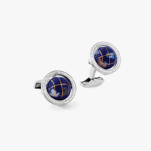 Globe Cufflinks In Lapis With Sterling Silver