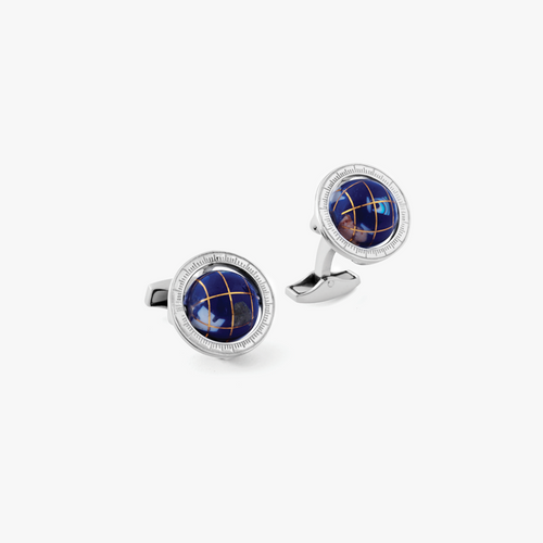 ★TATEOSSIAN★ カフリンクス ストーン ブルー SV925 シルバー Globe Cufflinks in Silver with Semi Precious Stone – Tateossian London
