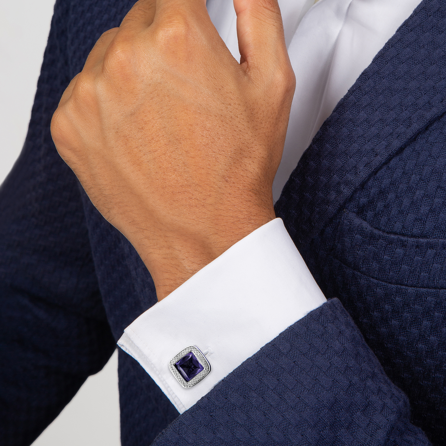 Pyramid Stone Cufflink with Amethyst & Purple Enamel (LIimited Edition)