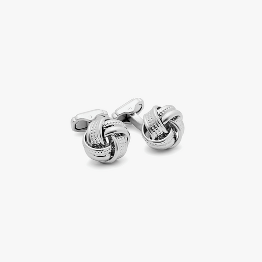 THOMPSON Satin Dot Knot Cufflinks In White Bronze Plated