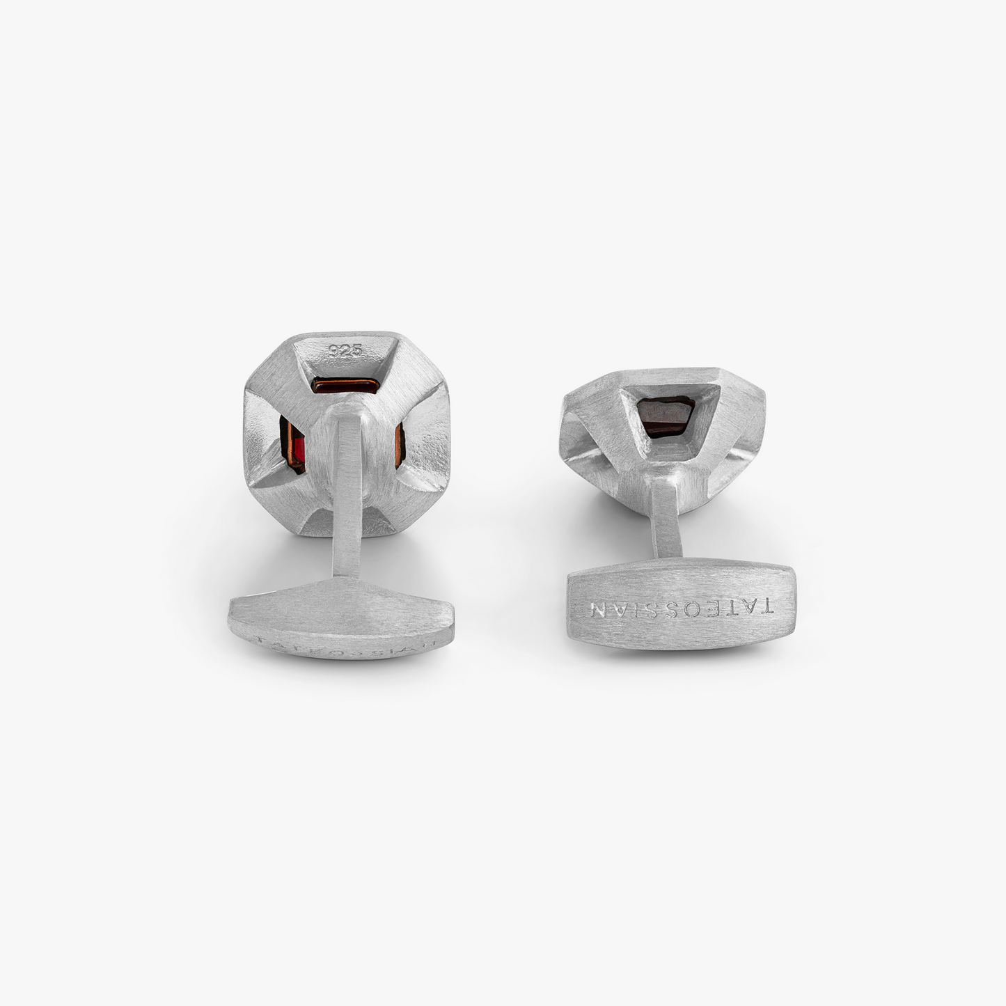 Precious CheckBoard Cufflink in Srerling Silver with Red Garnet (Limited Edition)