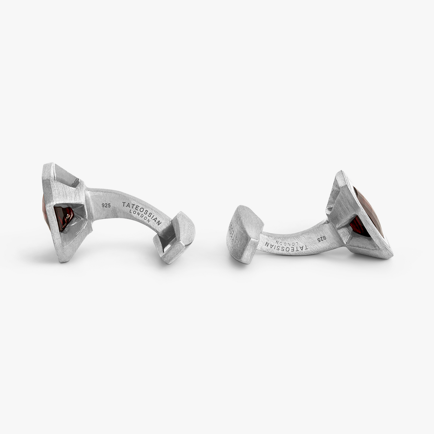 Precious CheckBoard Cufflink in Srerling Silver with Red Garnet (Limited Edition)