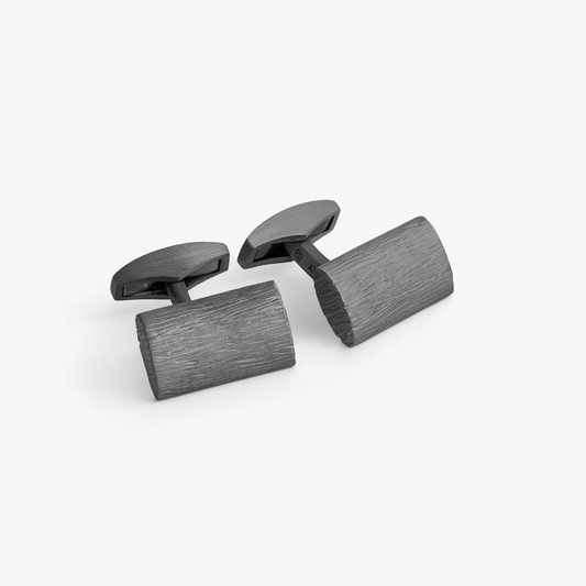 Graffiato cufflinks in Black Rhodium Plated Sterling Silver