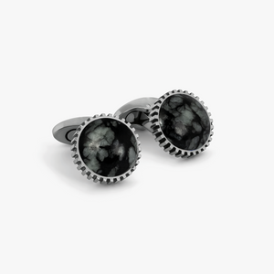 Titanium Classic Cufflinks in Line Stone