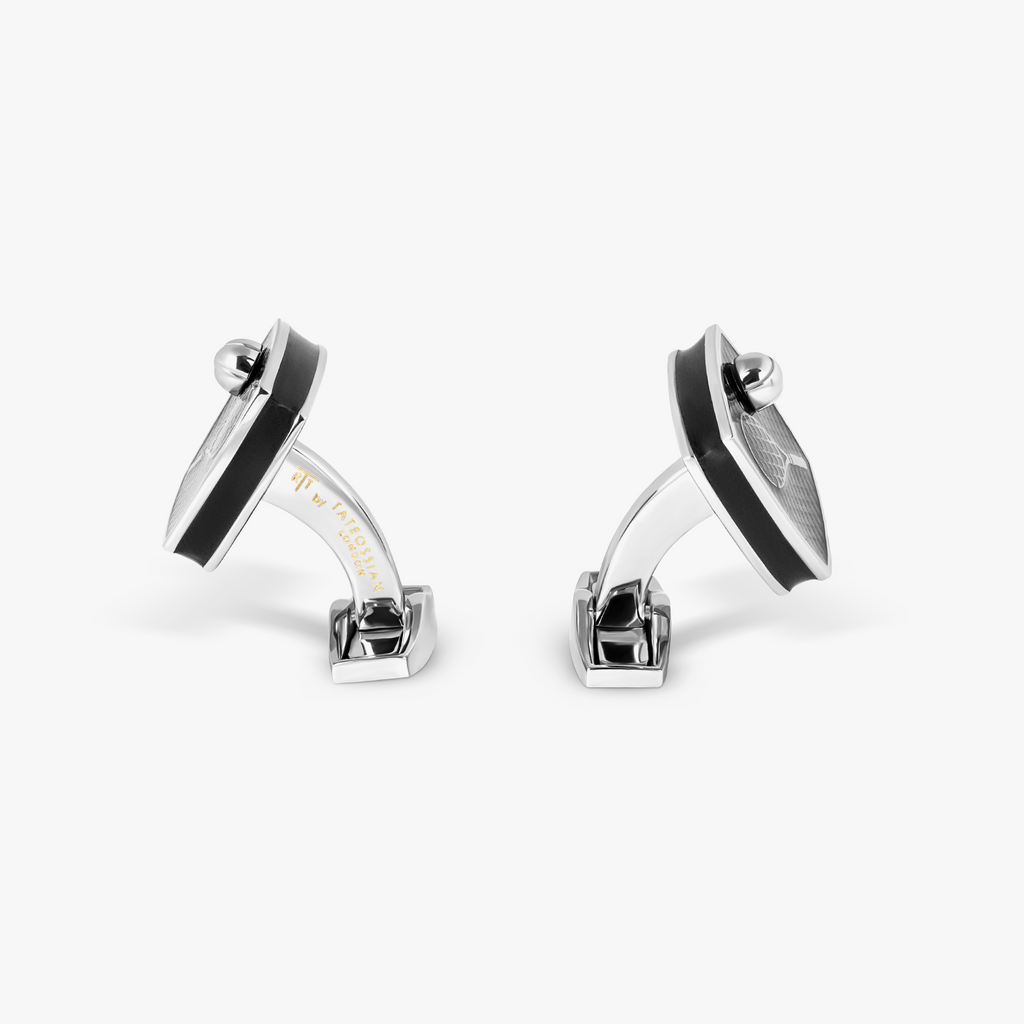 Sports Ice Cufflinks in Palladium & Black Enamel