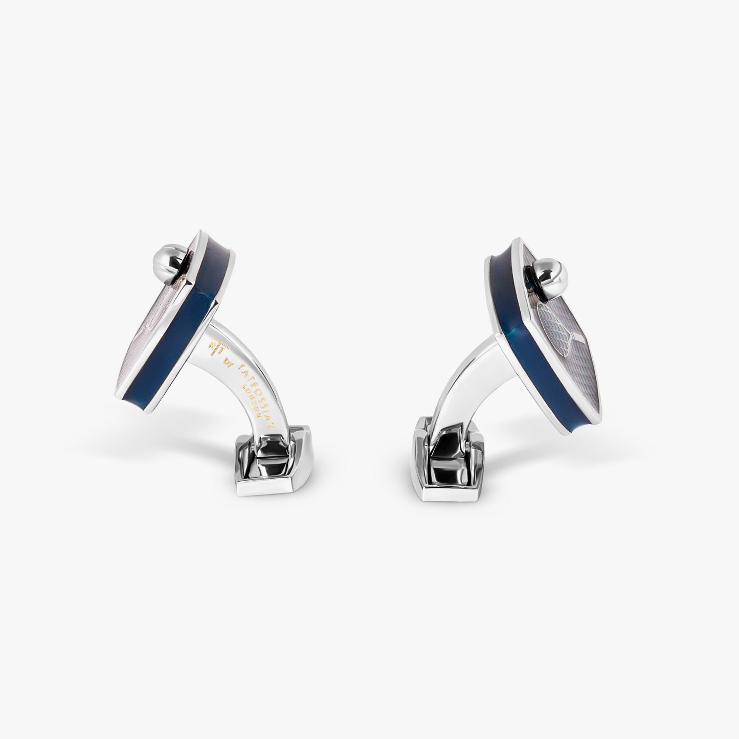 Sports Ice Cufflinks in Palladium & Blue Enamel