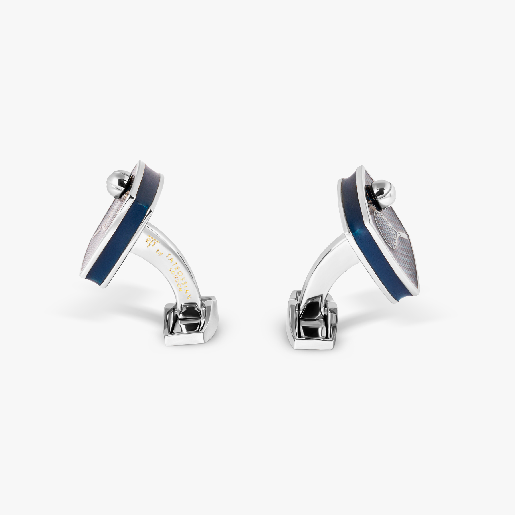 Sports Ice Cufflinks in Palladium & Blue Enamel