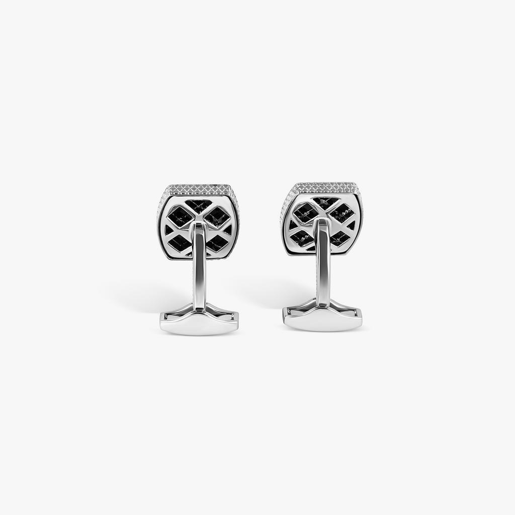 Ascot Stirrup Cufflinks in Palladium & Onyx