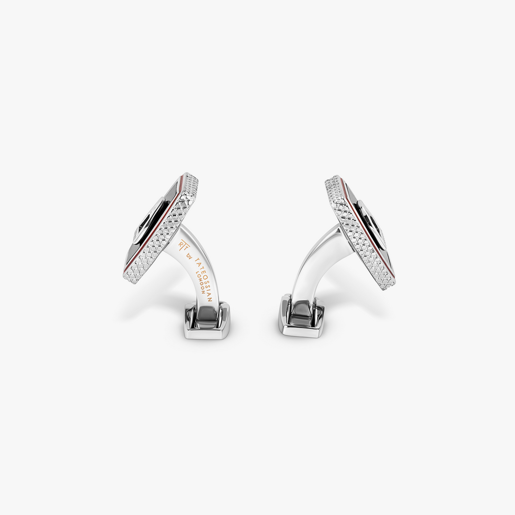Ascot Stirrup Cufflinks in Palladium & Onyx