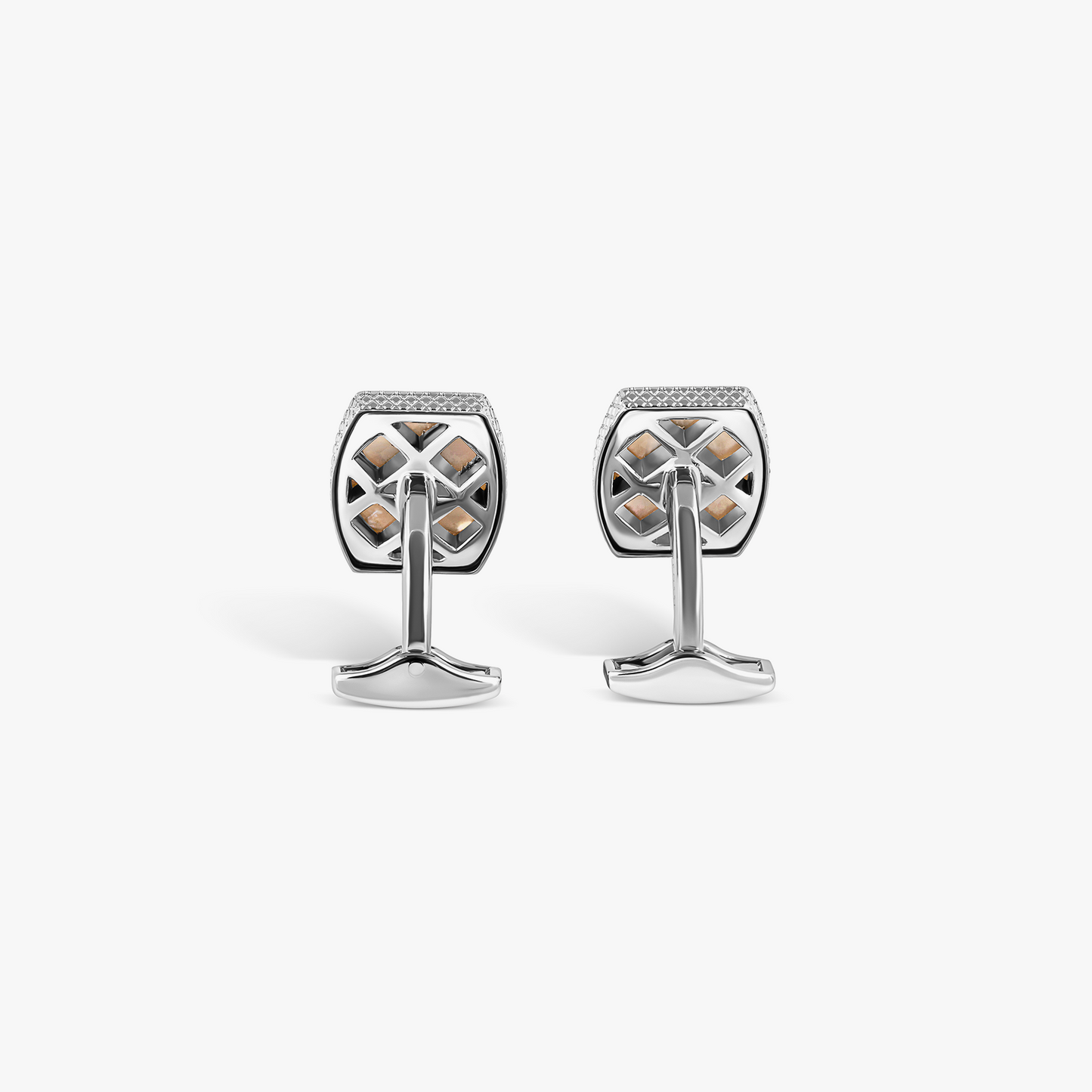 Ascot Cufflinks in Palladium & White Mother of Pearl