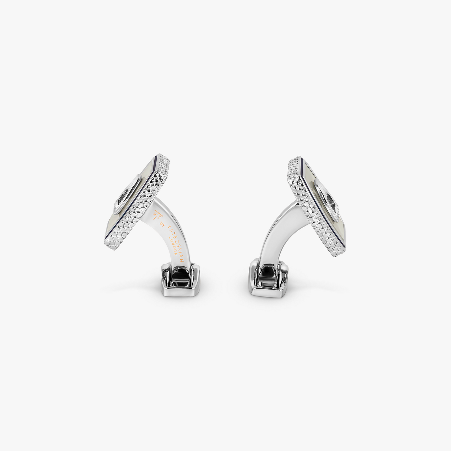 Ascot Cufflinks in Palladium & White Mother of Pearl