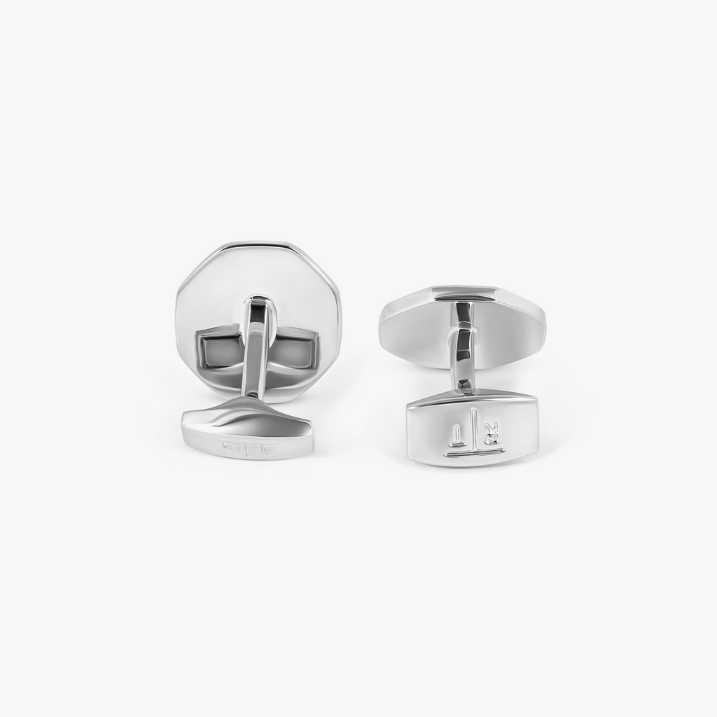 Sunburst Semi-Precious Cufflinks in Palladium plated & White Mother of Pearl
