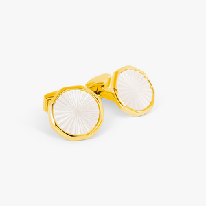 Sunburst Cufflinks in Yellow Gold & White Mother of Pearl