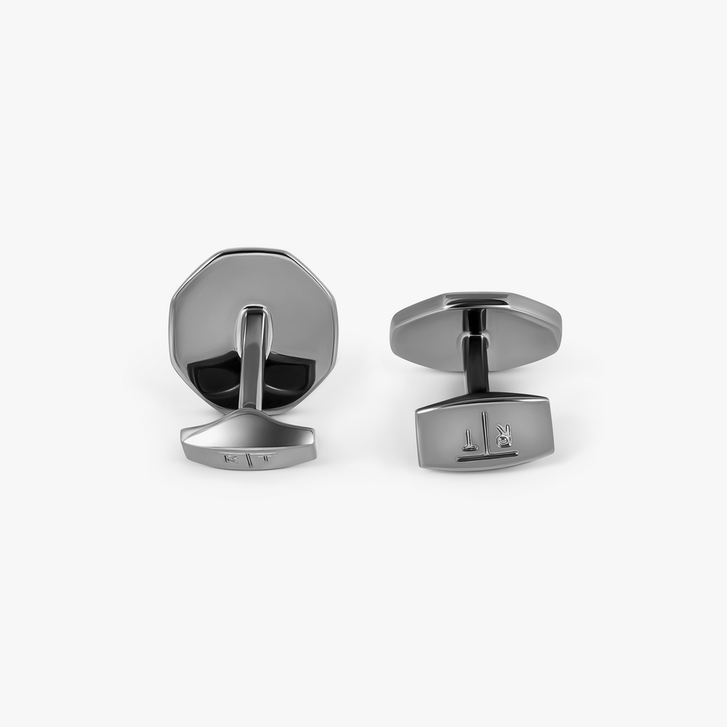Sunbursts Semi-Precious Cufflinks with Gunmetal plated & Grey Mother of Pearl