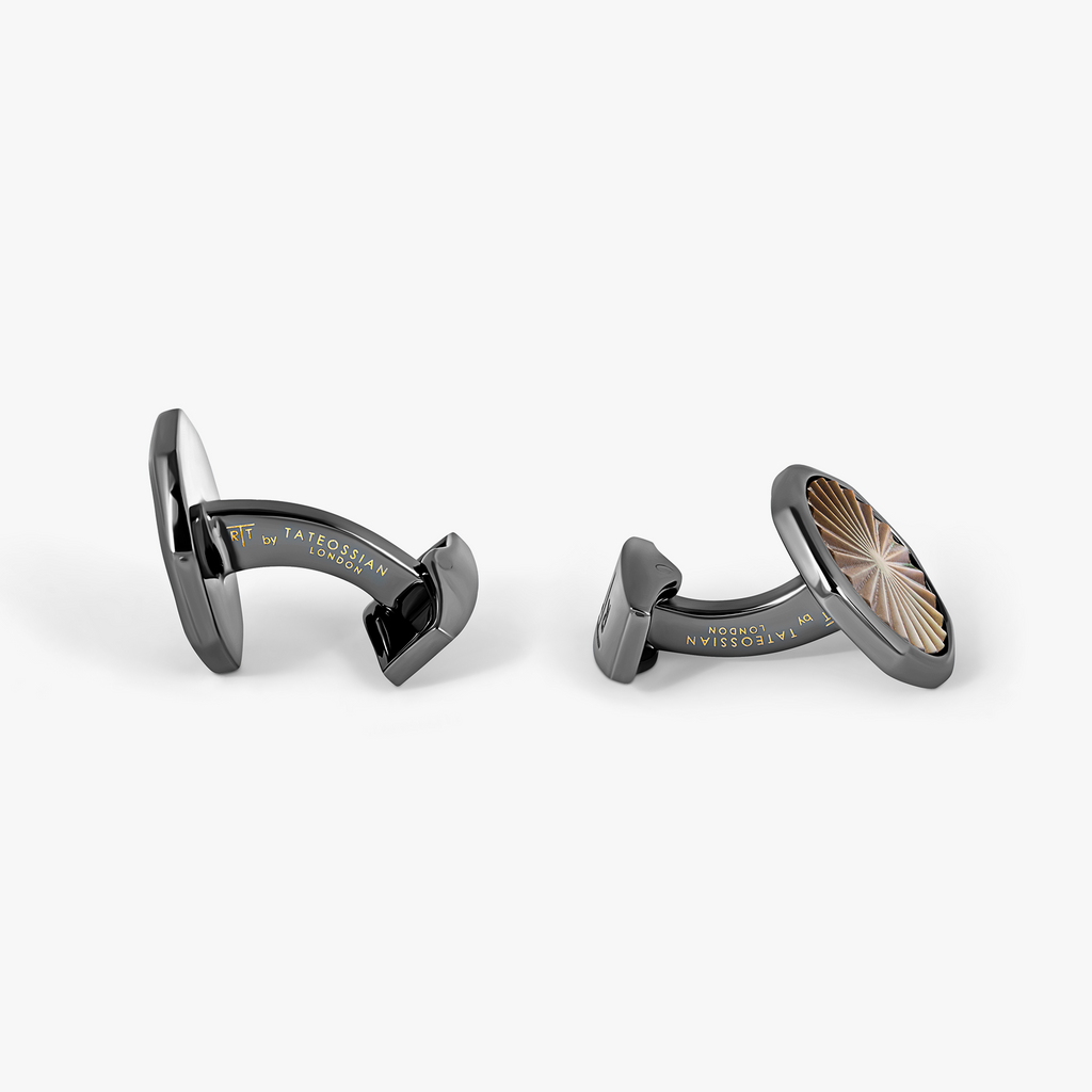 Sunbursts Semi-Precious Cufflinks with Gunmetal plated & Grey Mother of Pearl
