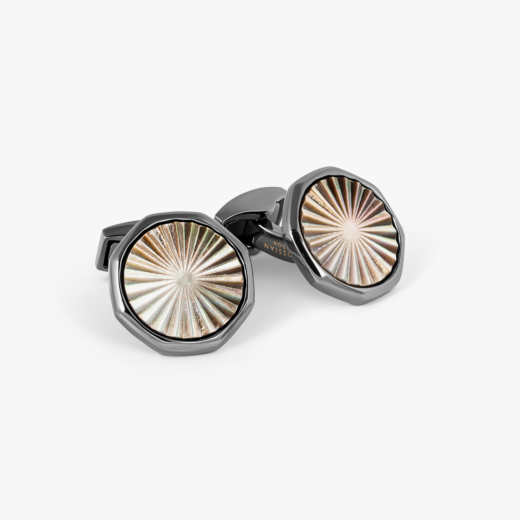Sunbursts Semi-Precious Cufflinks with Gunmetal plated & Grey Mother of Pearl