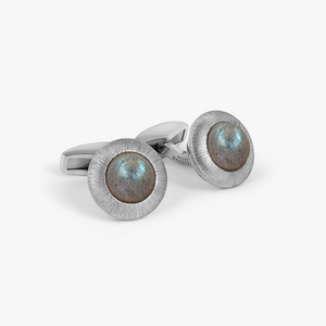 Graffiato Domed Cufflinks in Blue Labradorite