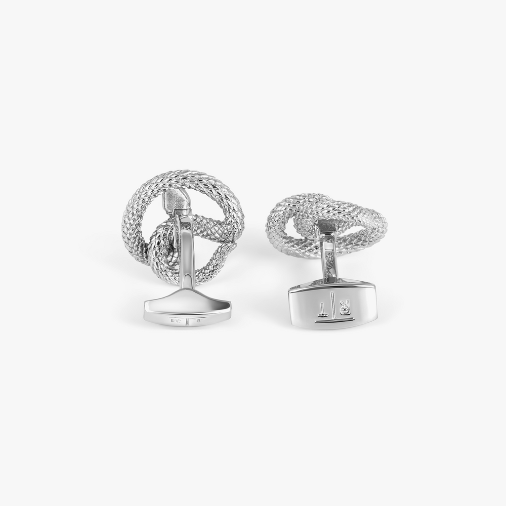 Viper Cufflinks in Palladium & Green Enamel