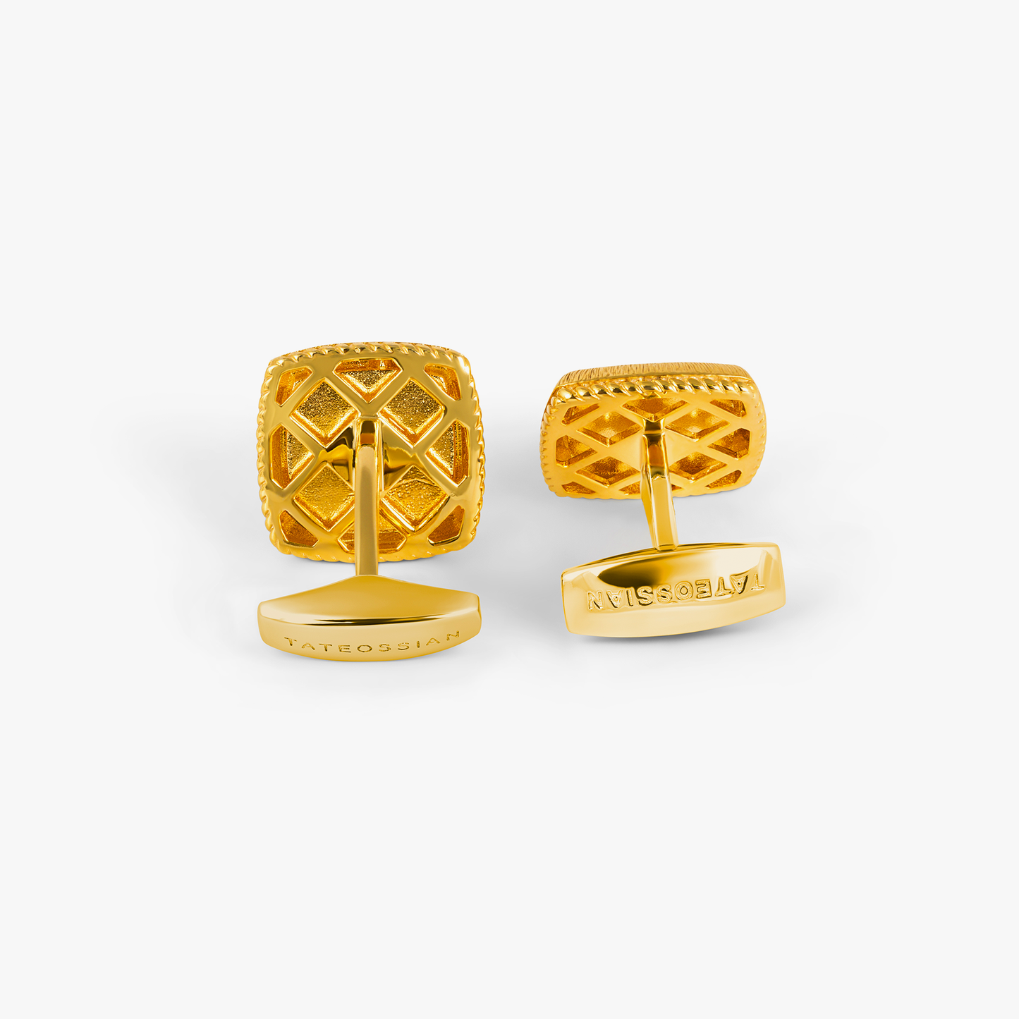 Graffiato Square Cufflinks in Yellow Gold & Mother of Pearl