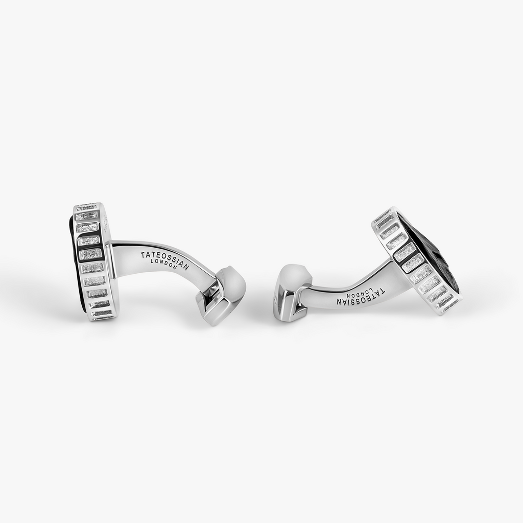 Black Tourmaline Cufflinks in Black Tourmaline and Rhodium Plated Sterling Silver