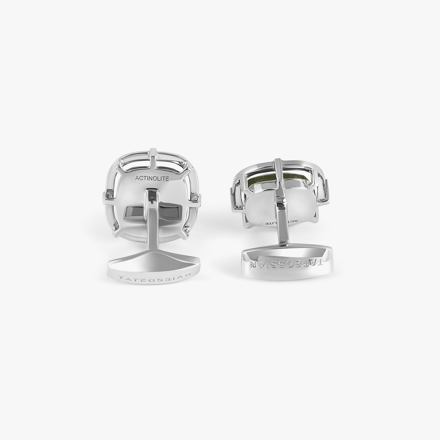 Actinolite Cufflinks in Rhodium Plated Silver