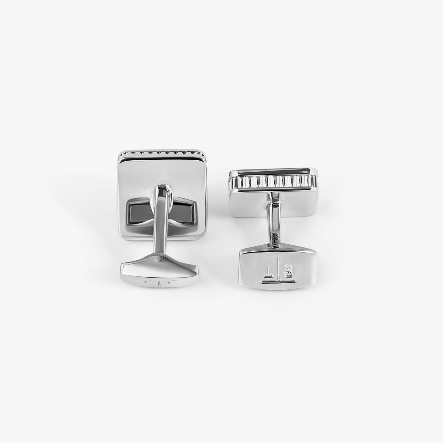 Diamond Giza Ice Cufflinks in Palladium & Black Enamel