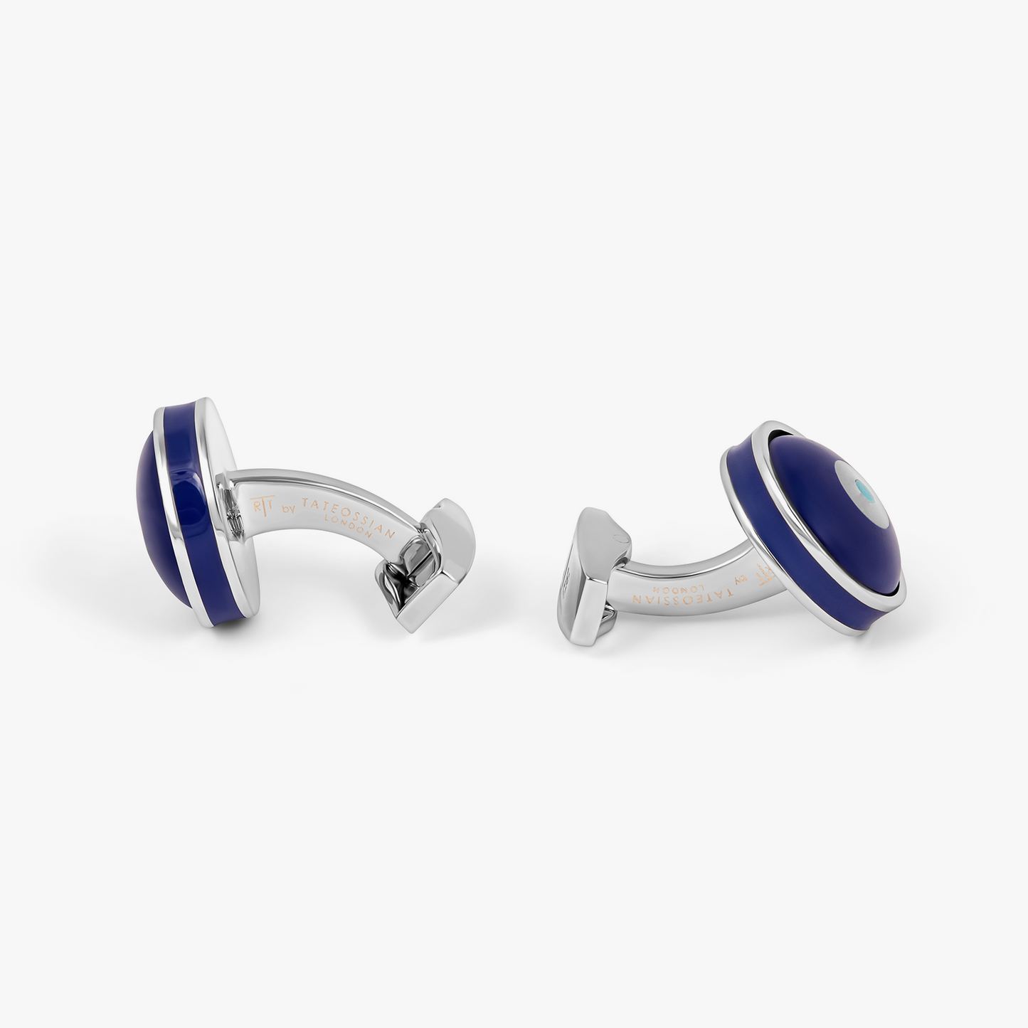 Milos Evil Eye Cufflinks in Blue Resin & White Mother of Pearl