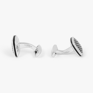 Diamond Signature Cufflinks in Rhodium & Black Spinel