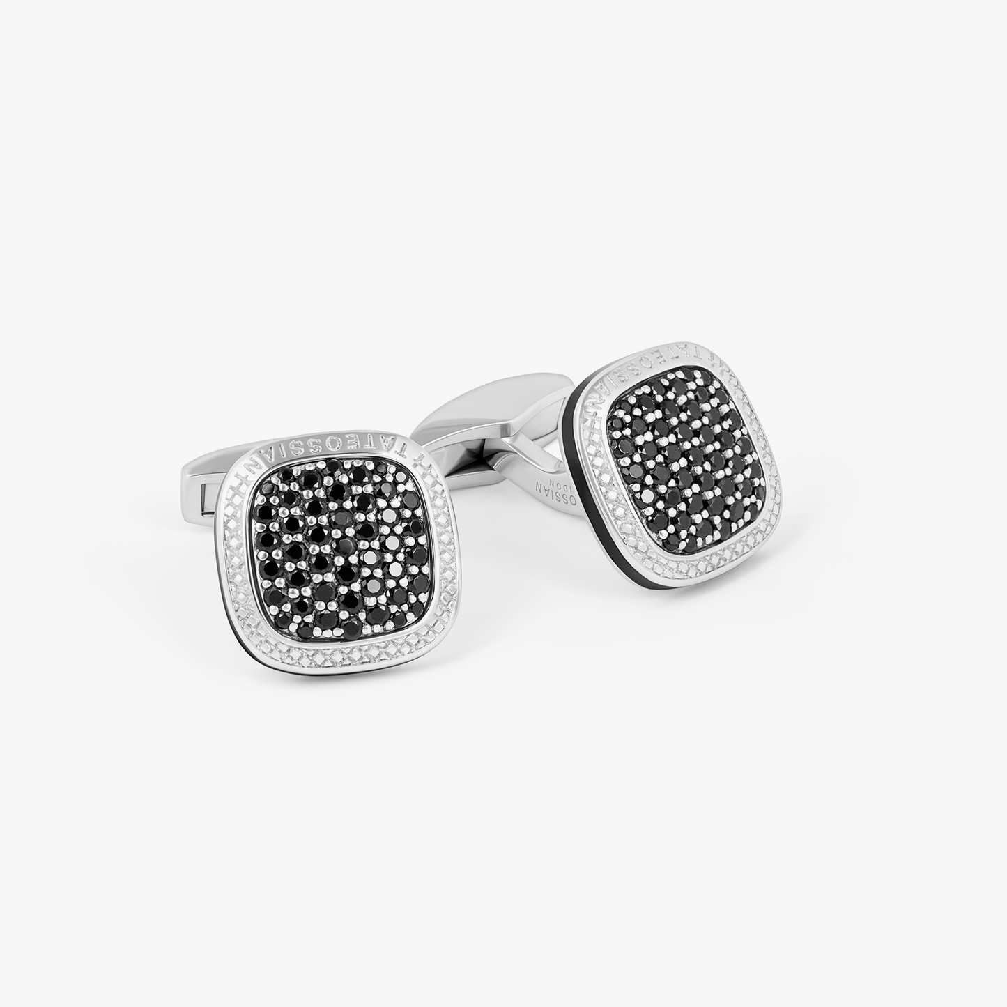 Signature Cufflinks in Rhodium Plated Silver and Black Spinel