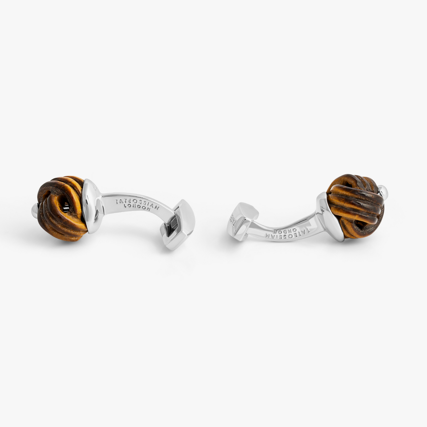 Sterling silver Knot cufflinks with tiger eye