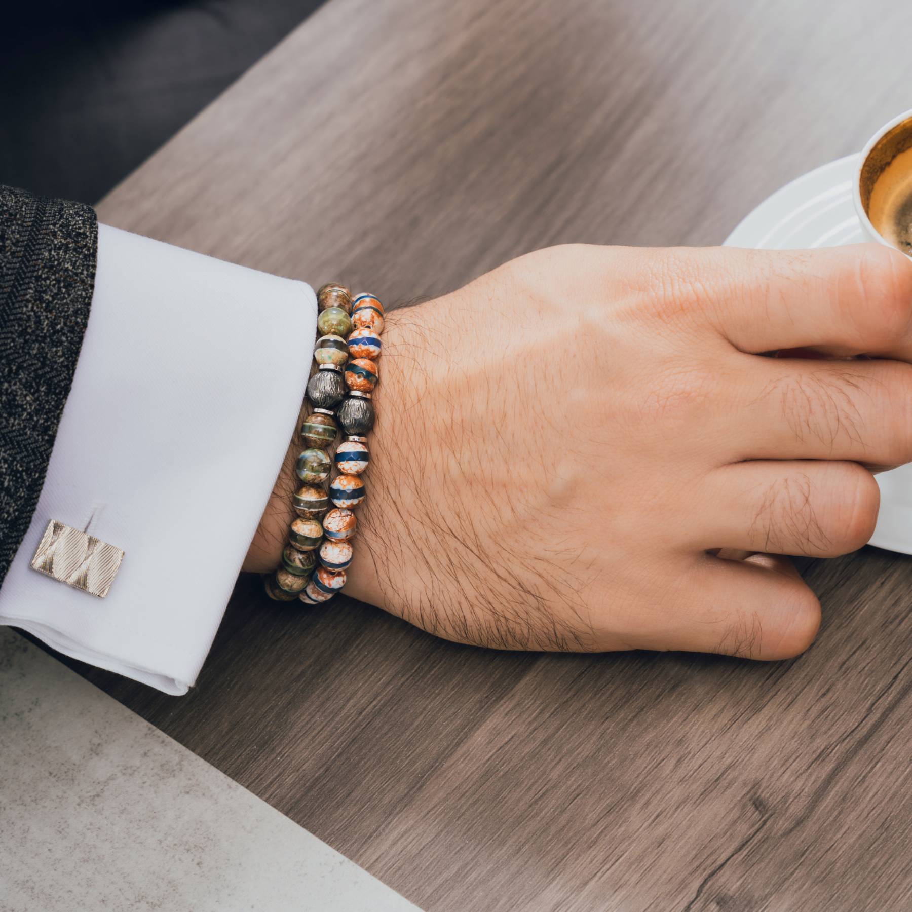 Silver Palladium Plated Zen Garden Cufflinks