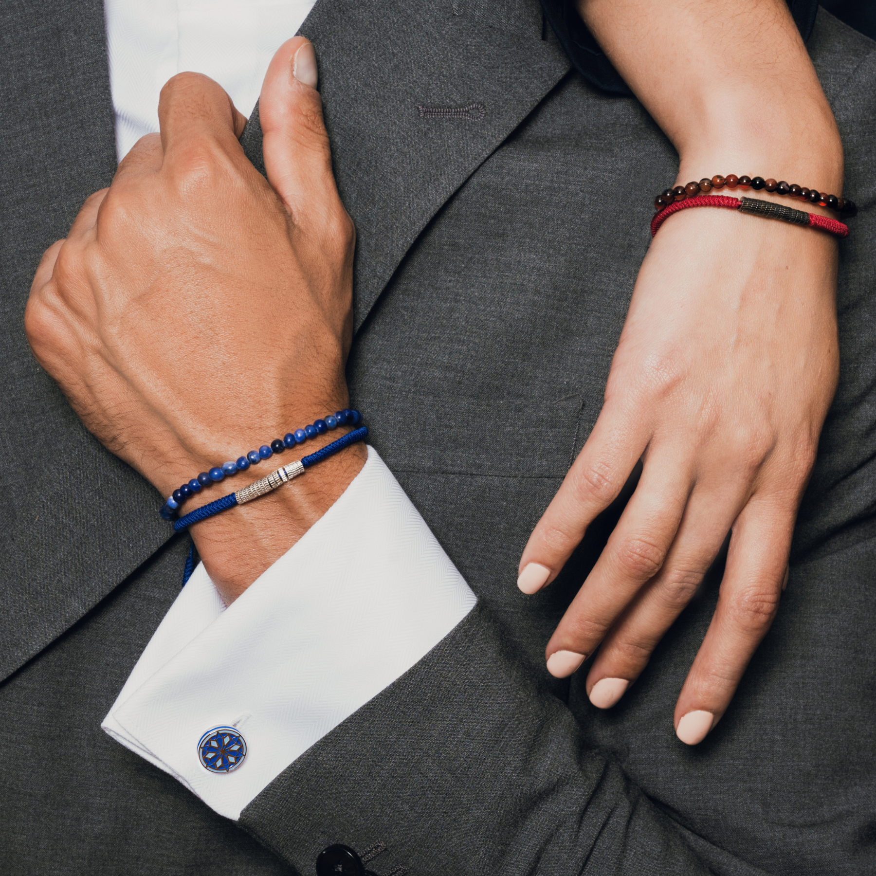 Blue Palladium Plated Lhasa Mandala Cufflinks