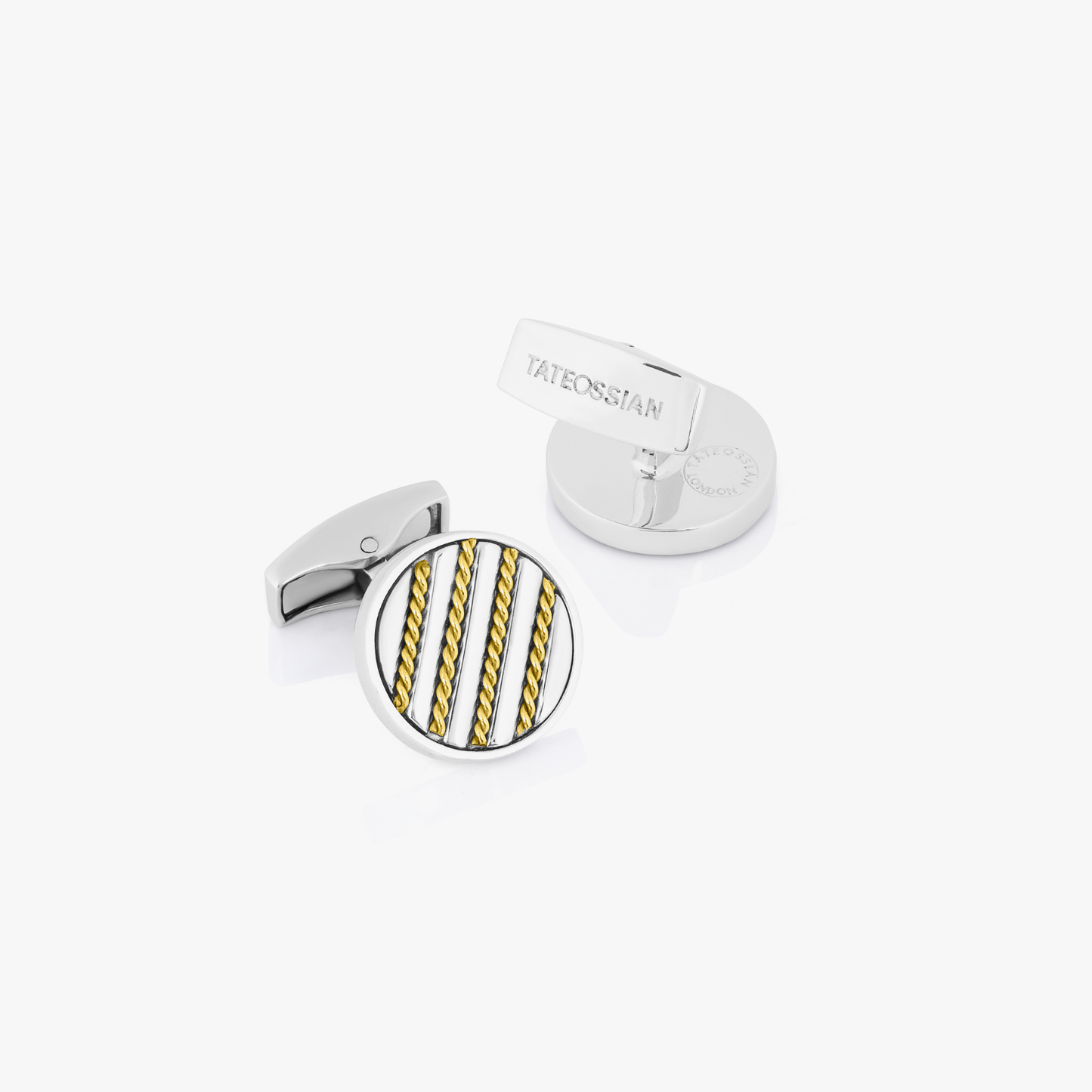 Royal Cable Round Cufflinks In Sterling Silver And 18K Yellow Gold