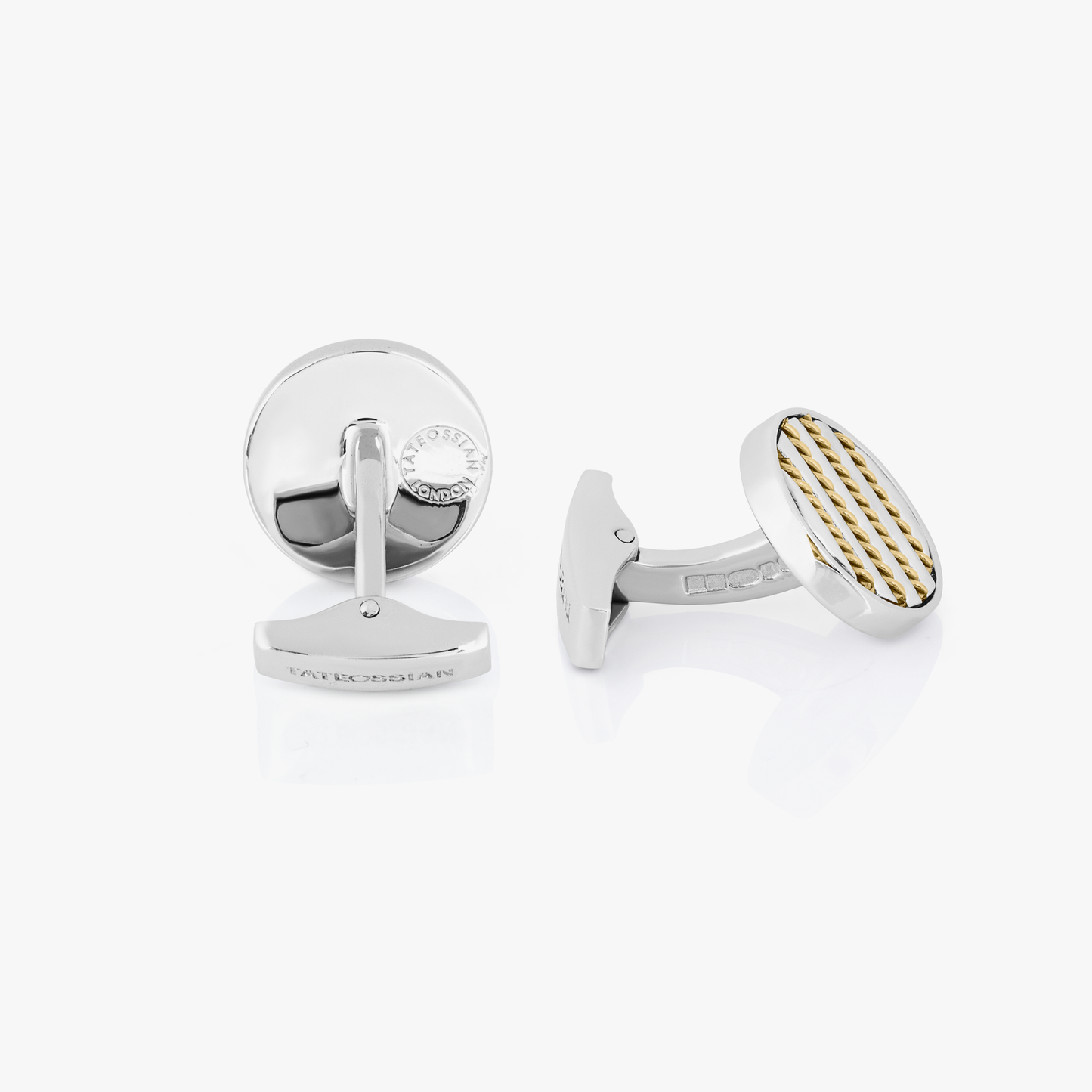 Royal Cable Round Cufflinks In Sterling Silver And 18K Yellow Gold