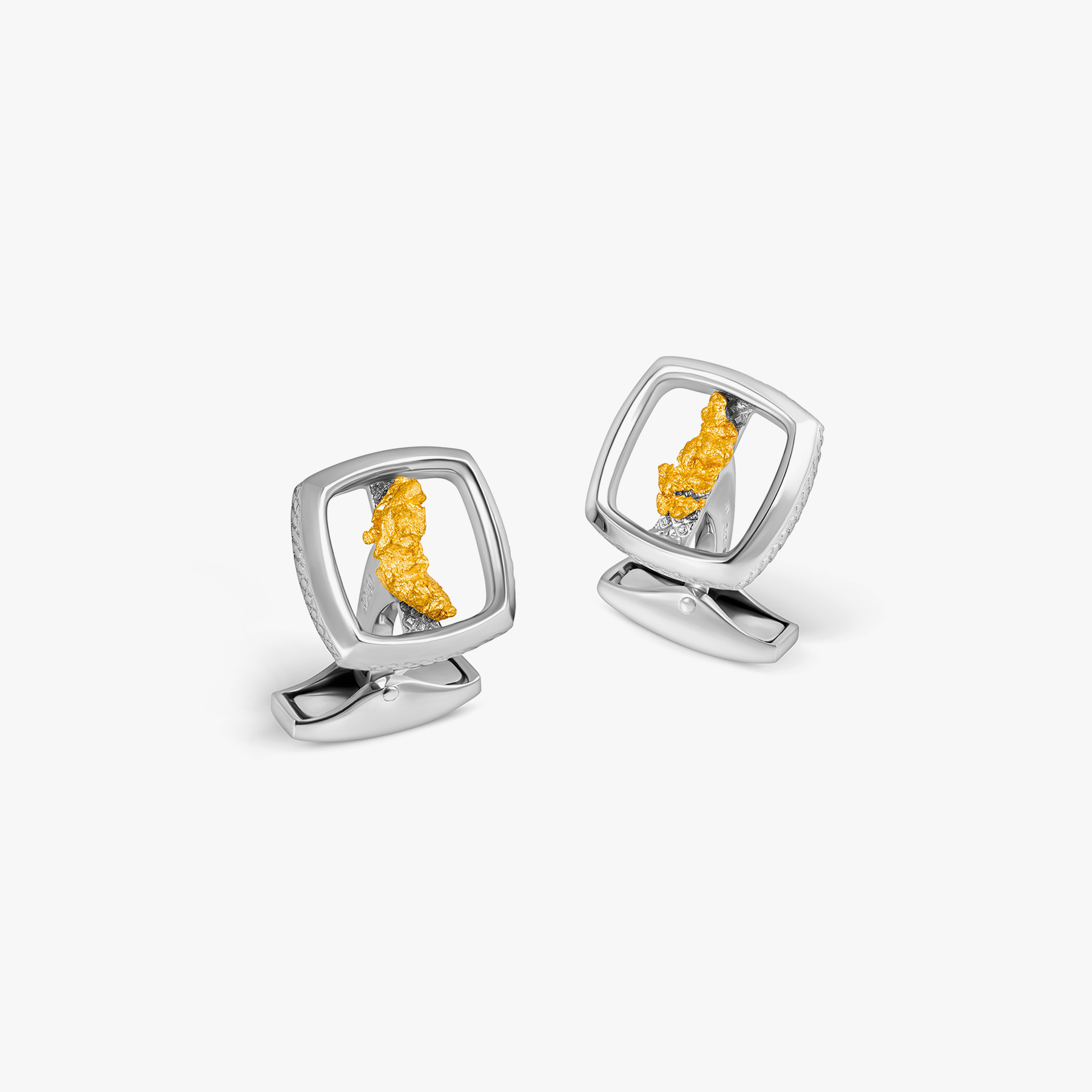 Gold Nugget Cufflinks in Sterling Silver with Pure Gold Nugget ((LIimited Edition)