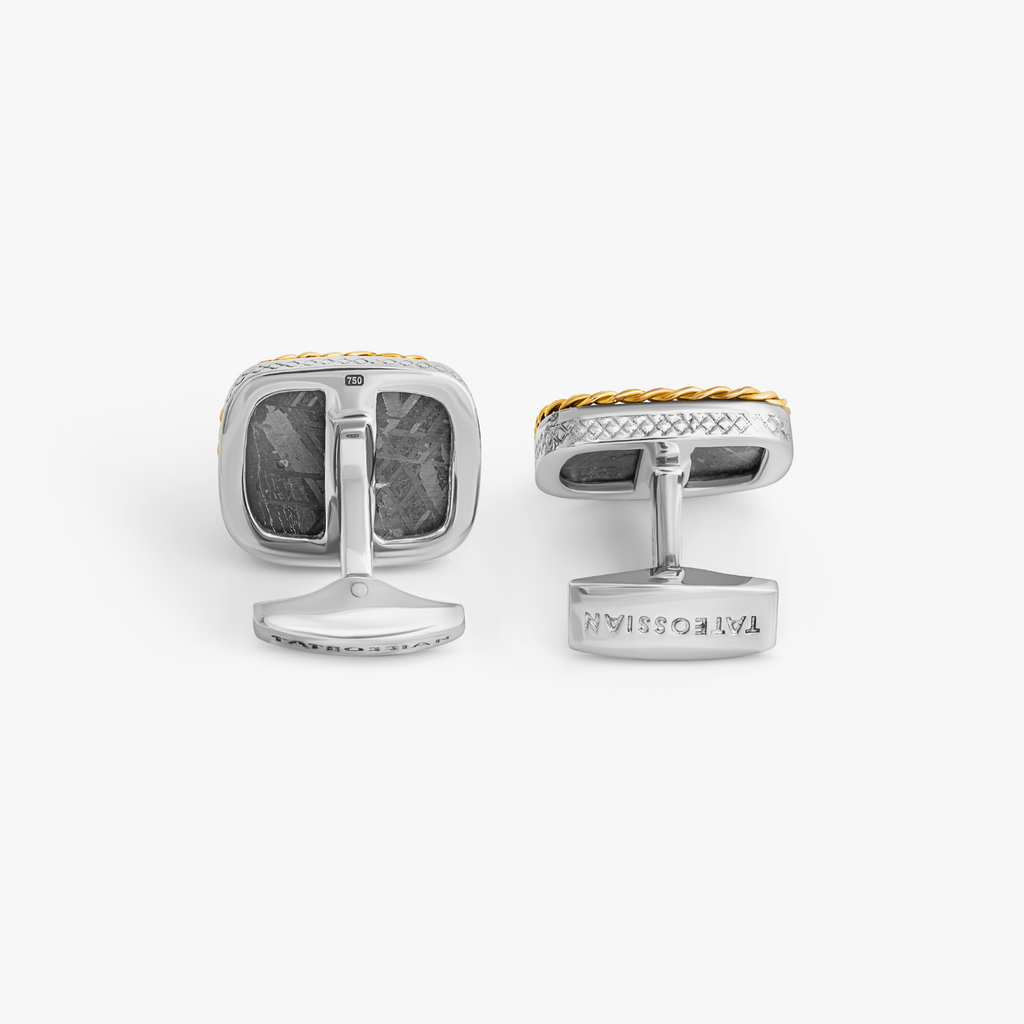 Sterling Silver Meteorite Cufflinks With 18K Yellow Gold (LIimited Edition)