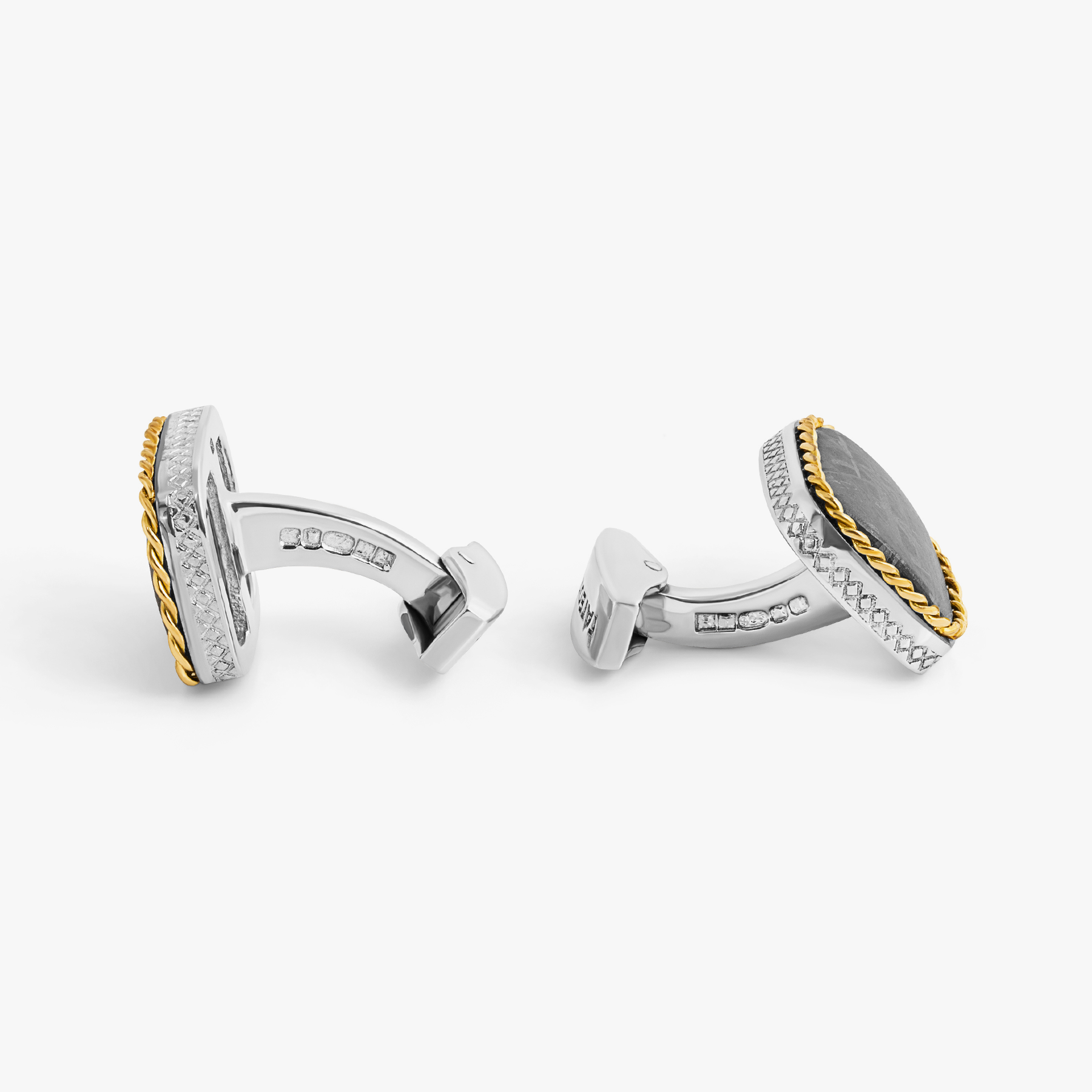 Sterling Silver Meteorite Cufflinks With 18K Yellow Gold (LIimited Edition)