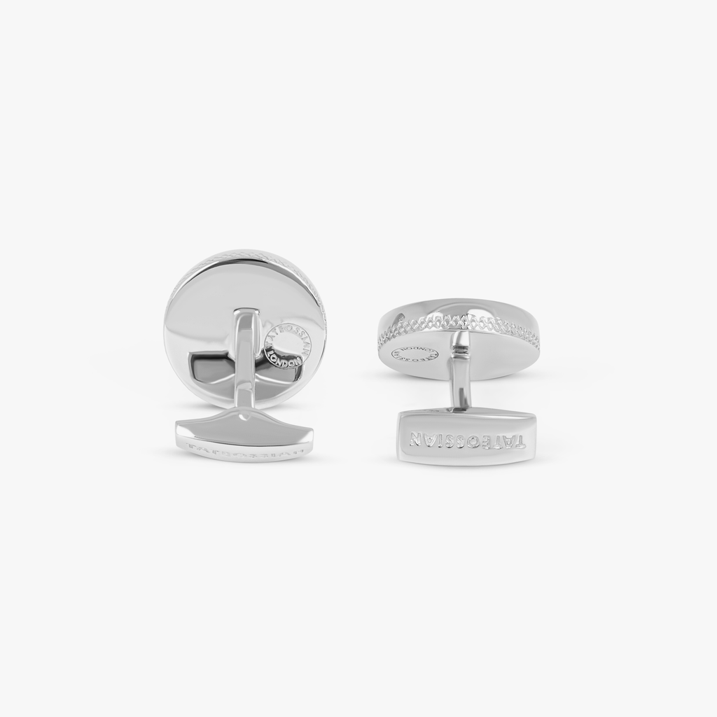Bamboo Round Cufflinks in Multicolour Stones and Sterling Silver