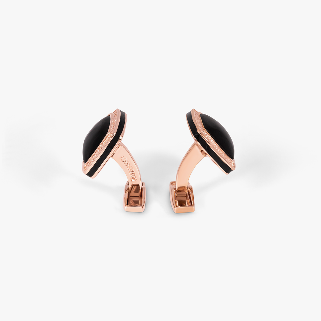 Onyx Signature Cushion cufflinks in rose gold plated sterling silver