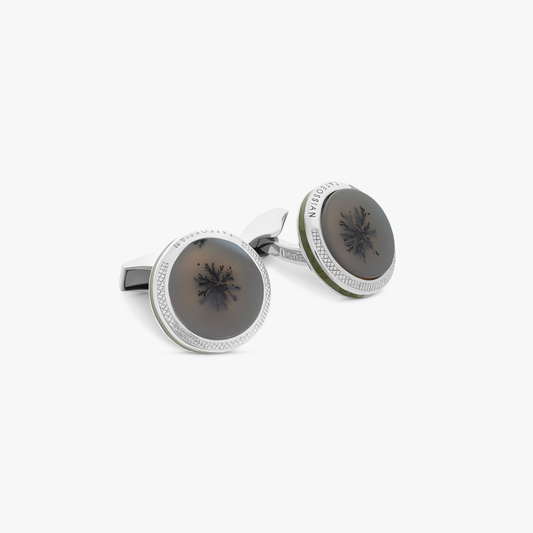 Dendritic Agate Cufflinks In Sterling Silver