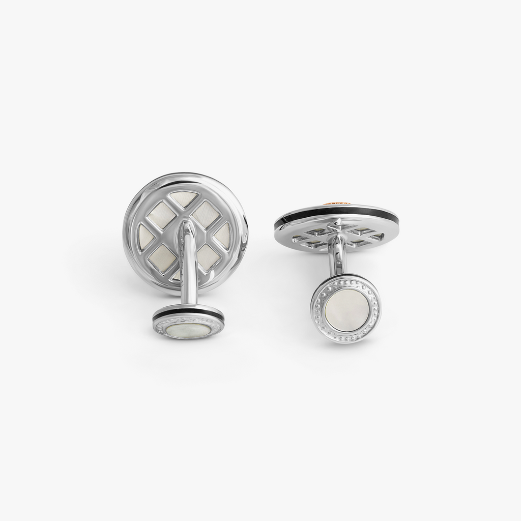 Precious UFO Sterling Silver Cufflinks in White MOP