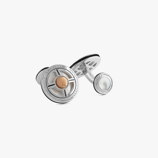 Precious UFO Sterling Silver Cufflinks in White MOP